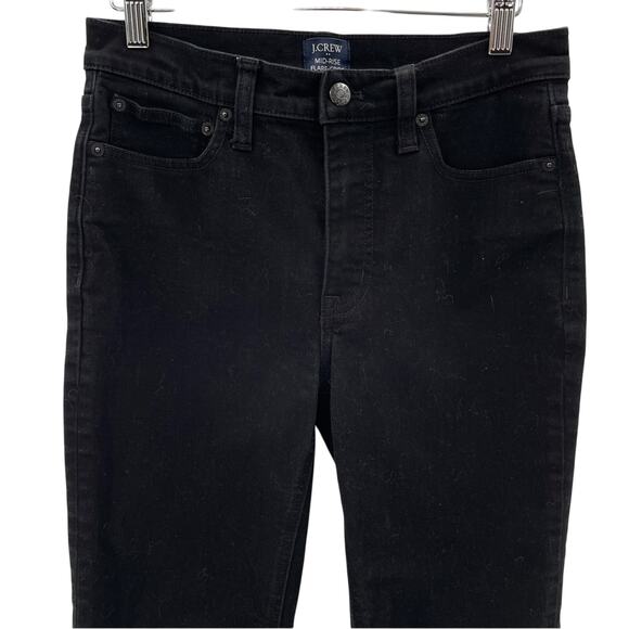 J. Crew Mid-Rise Flare Crop Jeans Deep Black Size 27 Stretch Boho Indie Casual - Picture 4 of 13